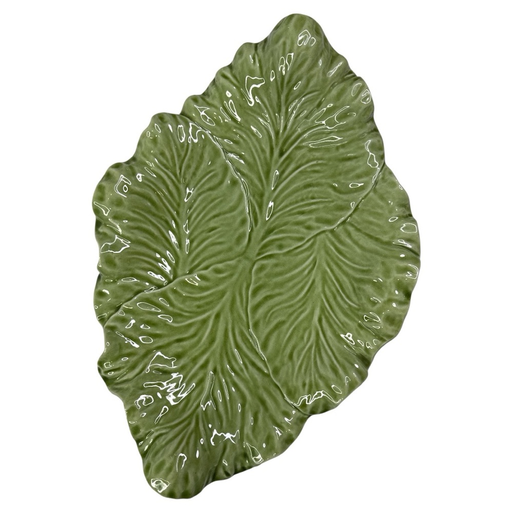 Green Leaf-Shaped Ceramic Platter Bordallo Pinheiro
